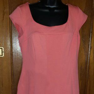 Karin Stevens Cap Sleeve Slip on Coral Dress Sz 10 Fit & Flare